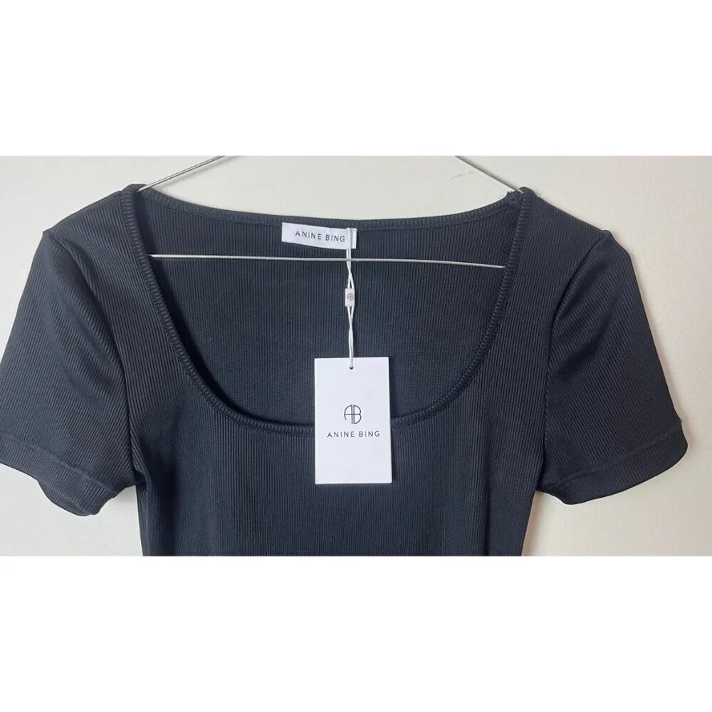 BNWT ANINE BING 'JANELLE' BLACK BODYSUIT - Picture 3 of 8